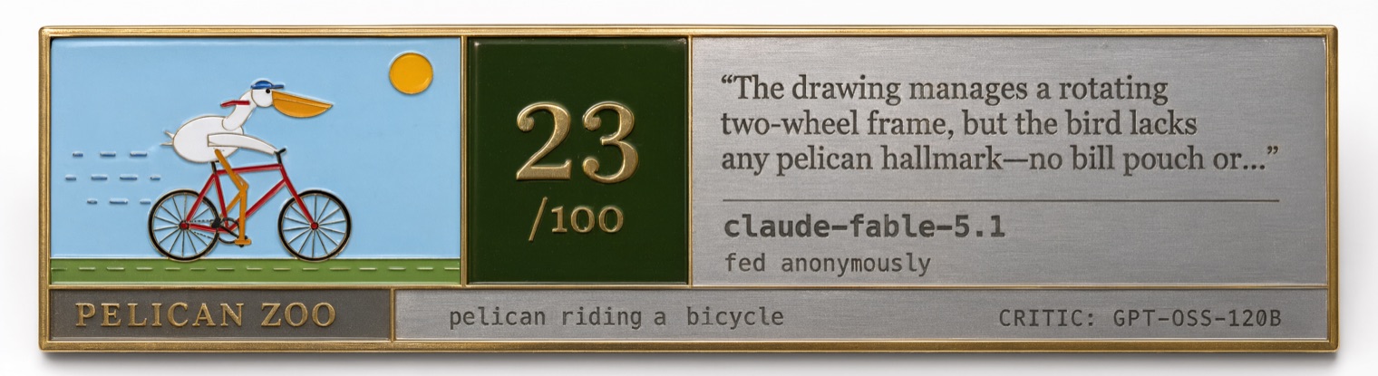 the badge for claude-fable-5.1 struck as a brass and hard-enamel pin