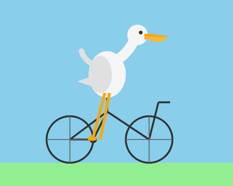 a duck riding a bicycle, drawn by claude-opus-4.8