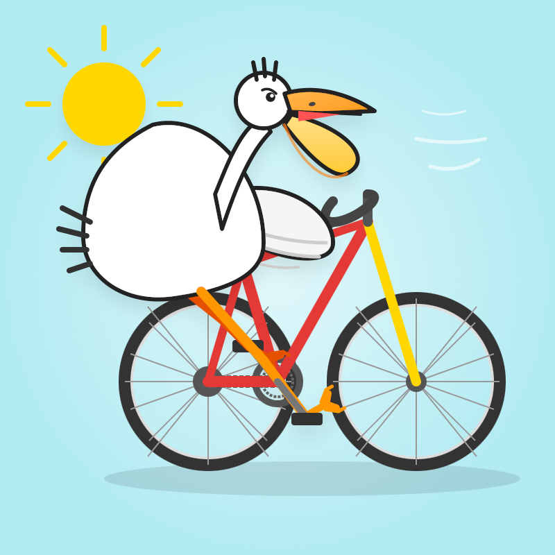 a pelican riding a bicycle, drawn by deepseek