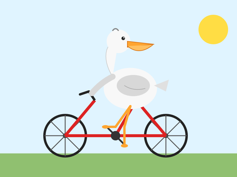 a pelican riding a bicycle, drawn by opus-4.7